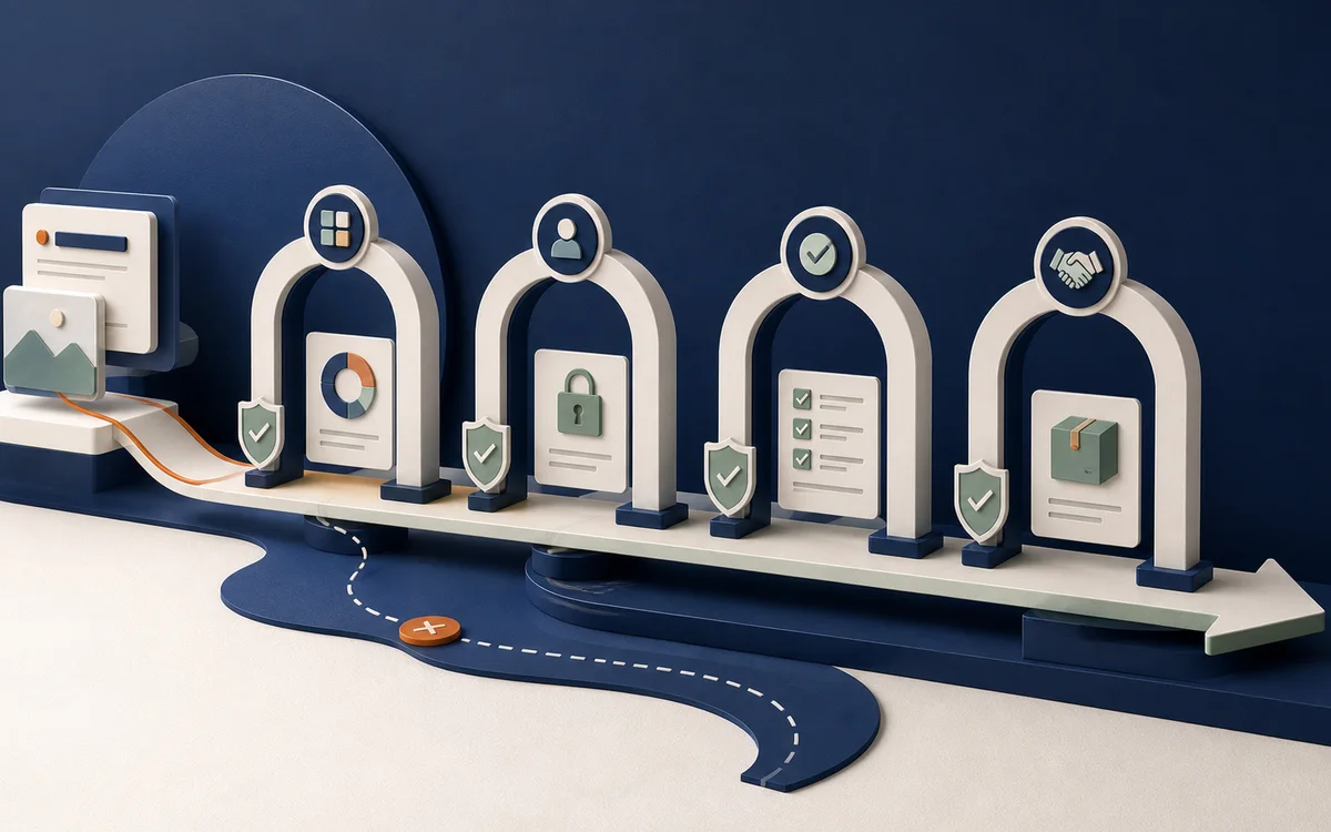 Controlled digital delivery route with clear governance gates