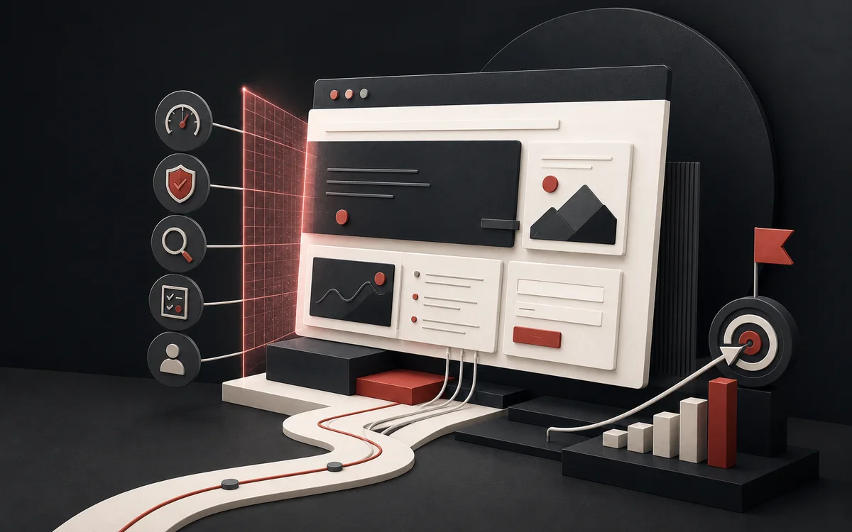 Website passing through performance, security, search and customer journey checks