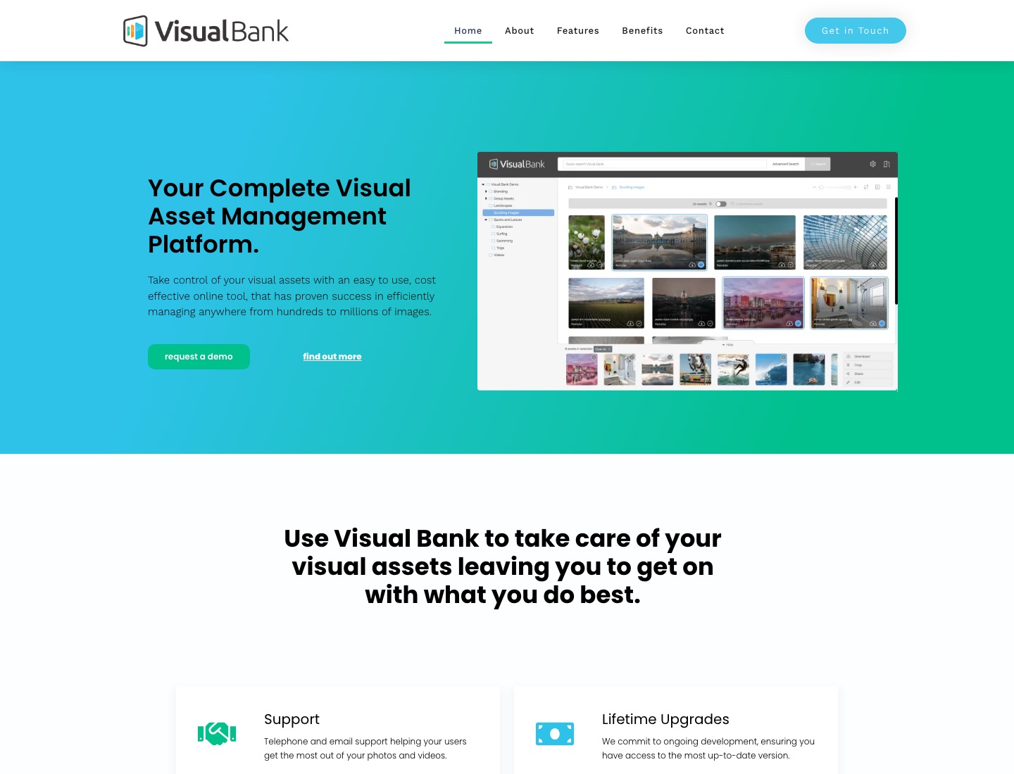 Homepage screenshot of the Visual Bank website